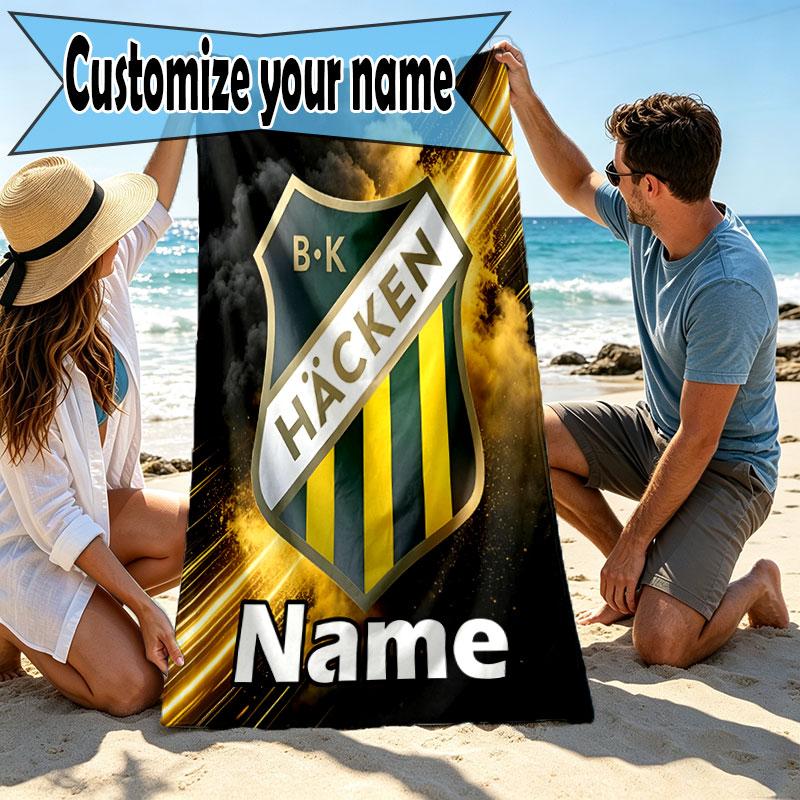Custom Name Personalized BK Hacken Print Beach Towel, for Trip Camping Beach Party Home Decor, Birthday Gift for Family & Friends