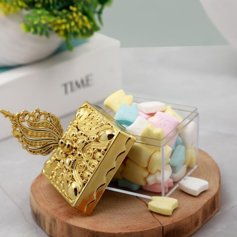 6pcs Golden Storage Containers Plastic Small Cases Unique Candy Box  Wedding Ceremony