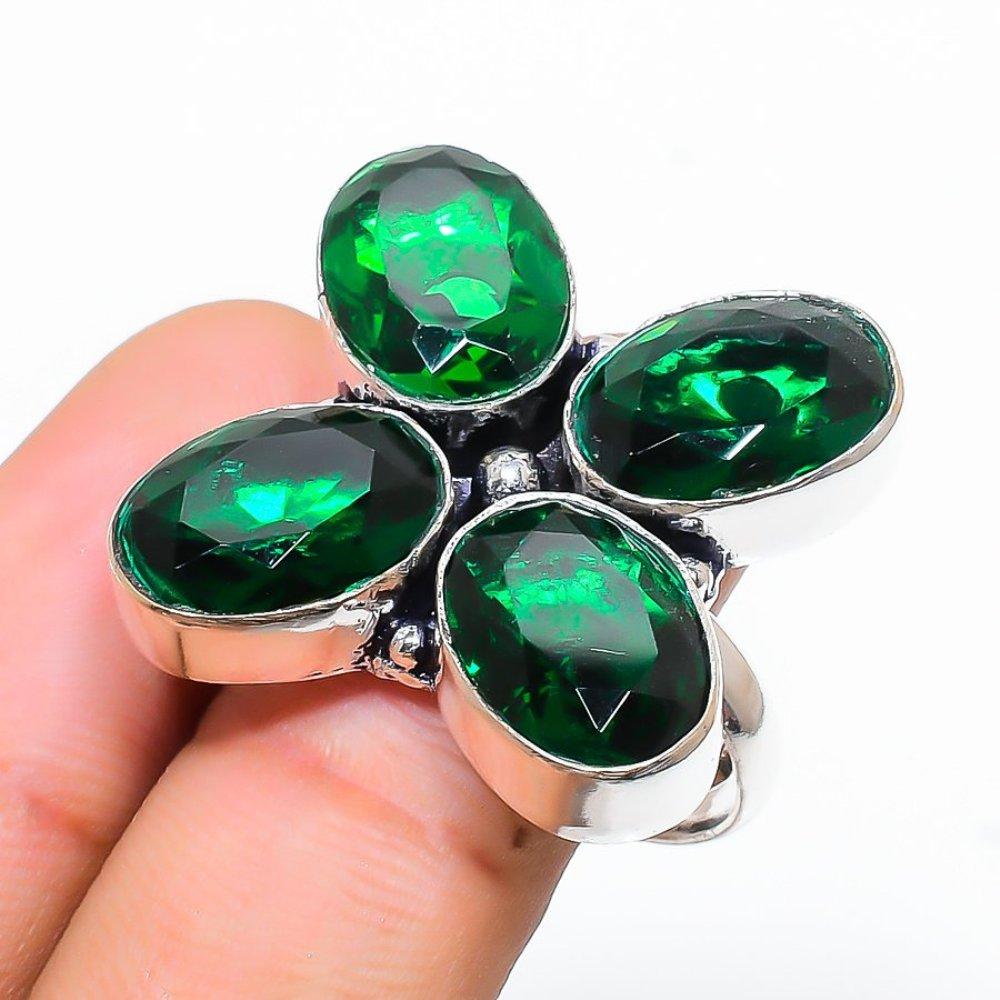 Chrome Diopside Gemstone Handmade 925 Sterling Silver Jewelry Ring Size 7 O6g17