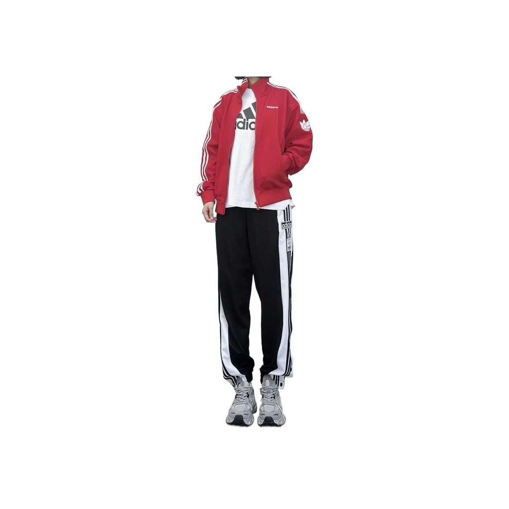 adidas Originals Sport Lifestyle Serie Bequeme Weiche Atmungsaktive Stehkragen Gestreifte Vintage Langarmjacke Herrenjacken Rot JL8393