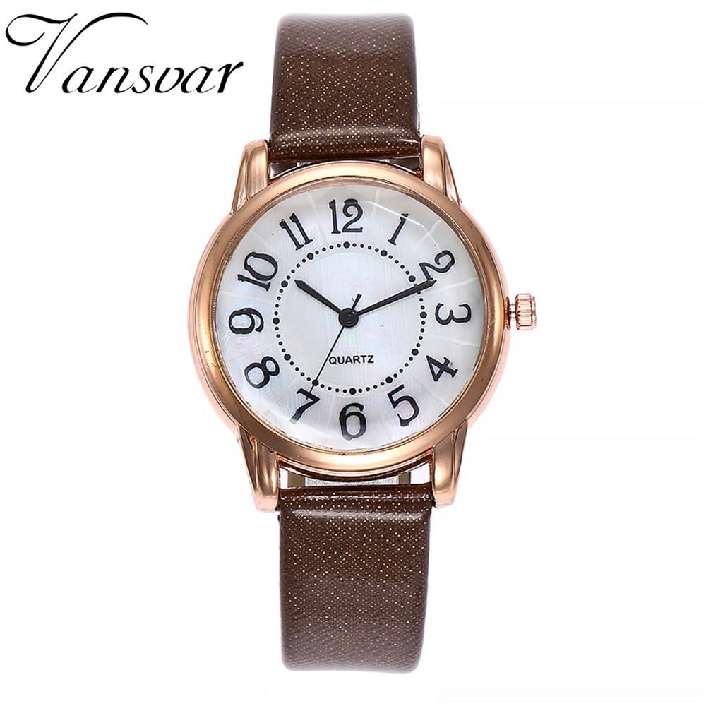 Kvinners Casual Quartz Leather Band Newv Strap Watch Analog armbåndsur
