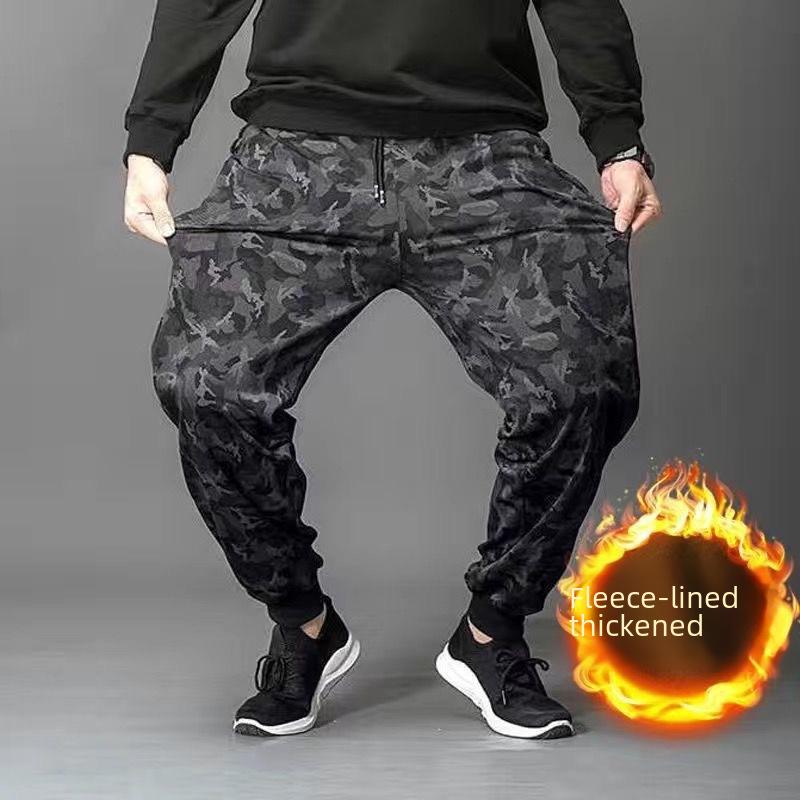 Men's Plus-Size Velvet-Lined Work Pants for Construction - Durable and Wear-Resistant for Autumn and Winter