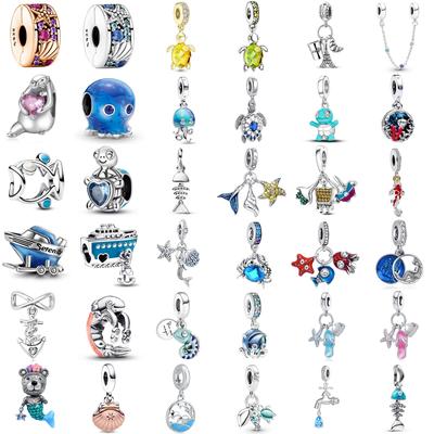 Kupferplattierte Meereslebewesen-Serie Meerjungfrau Muschel Krake Meeresschildkröte Anhänger Perlen Passen Original Armband Feiner DIY Schmuck Geschenk
