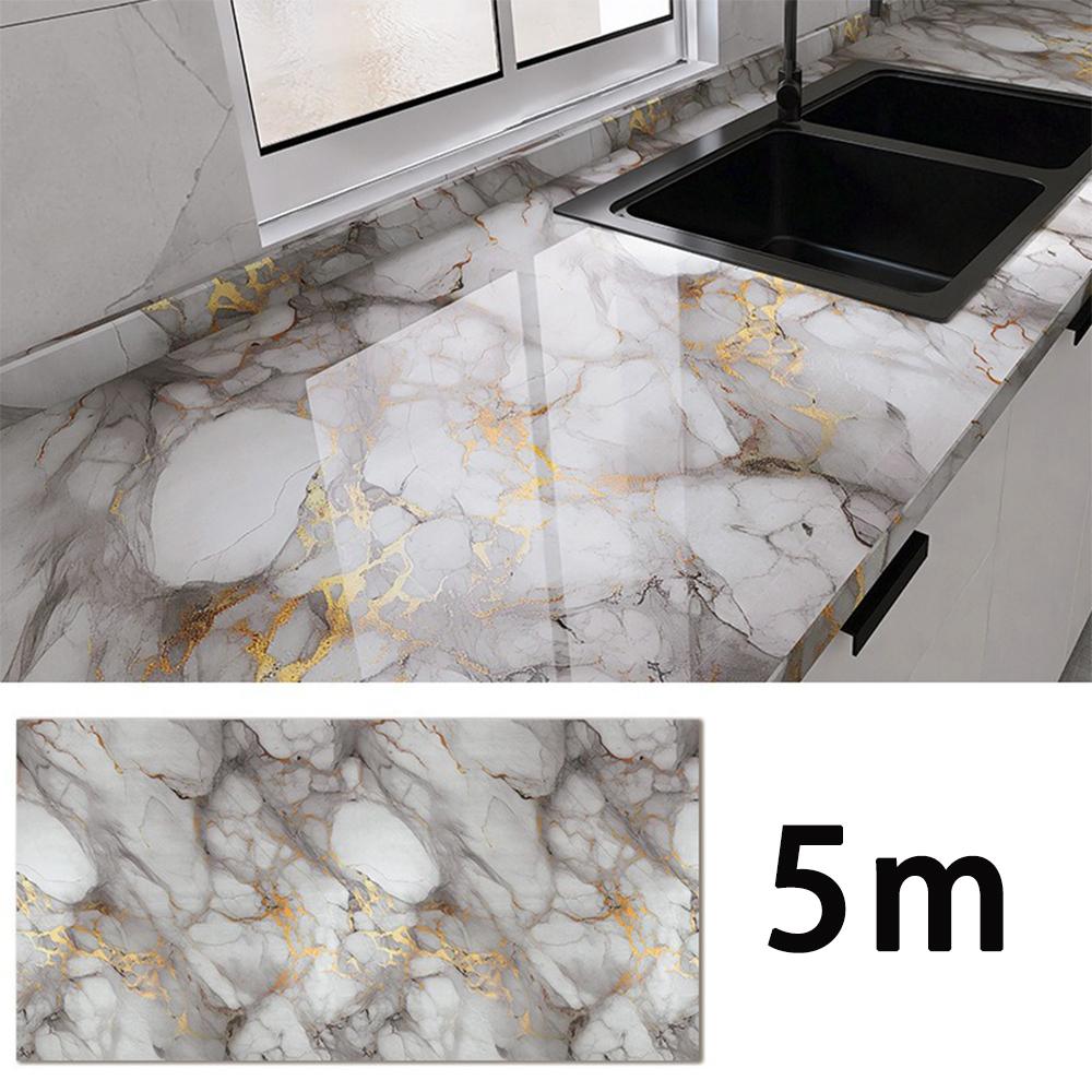 0.55m Waterproof PVC Anti Fouling Wallpaper Marble Gilded Living Room Kitchen Sticker
