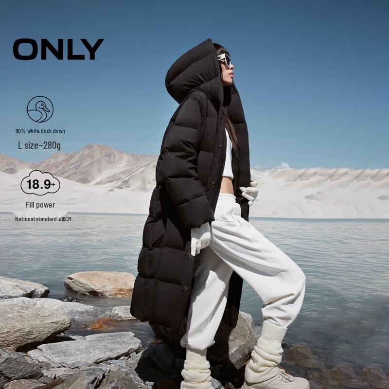 ONLY Women s 2024 Winter Hooded Long White Duck Down Jacket XS (155/76A)
