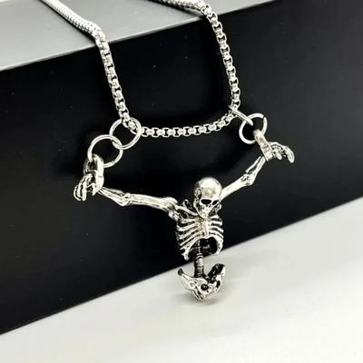 Punk Hip Hop Style Punished Man Skull Pendant Necklace Men Vintage Creative Personalized Jewelry