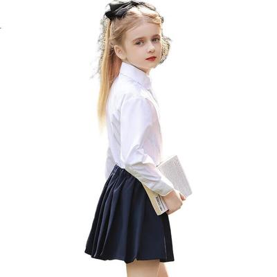 Luomeng Girls' Long-Sleeve White Blouse, Elementary School And Kindergarten Graduation Uniform, Performance Costume, Lace, Size 120