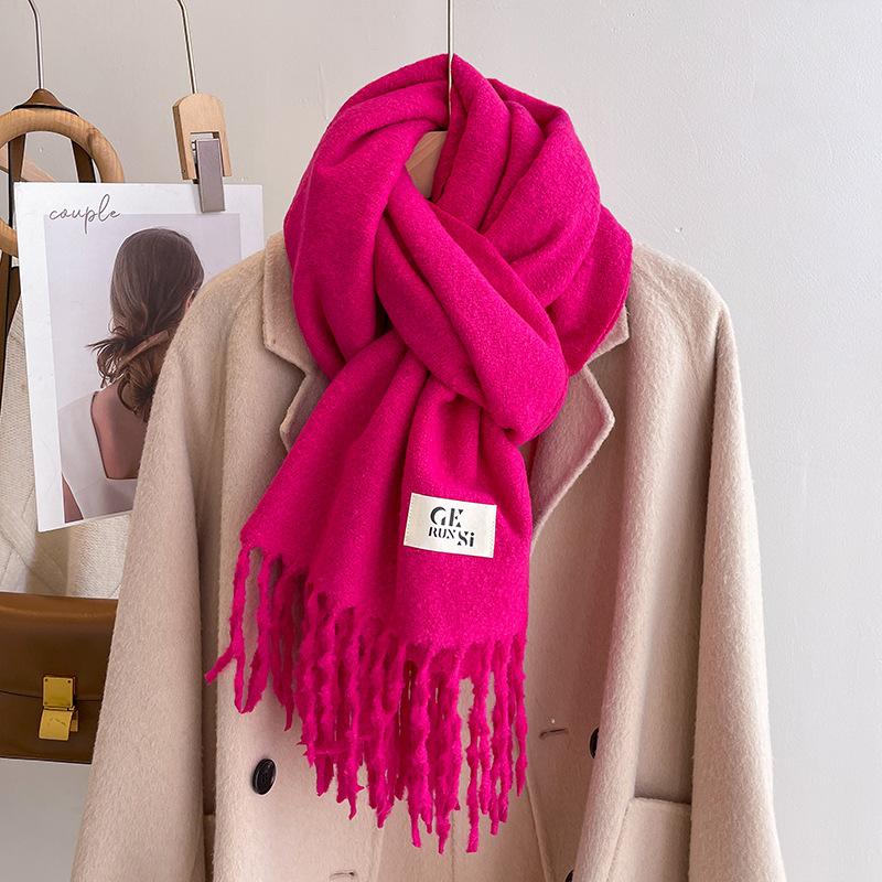 New solid color casual scarf simple fashion scarf men's and women's thickened versatile shawl