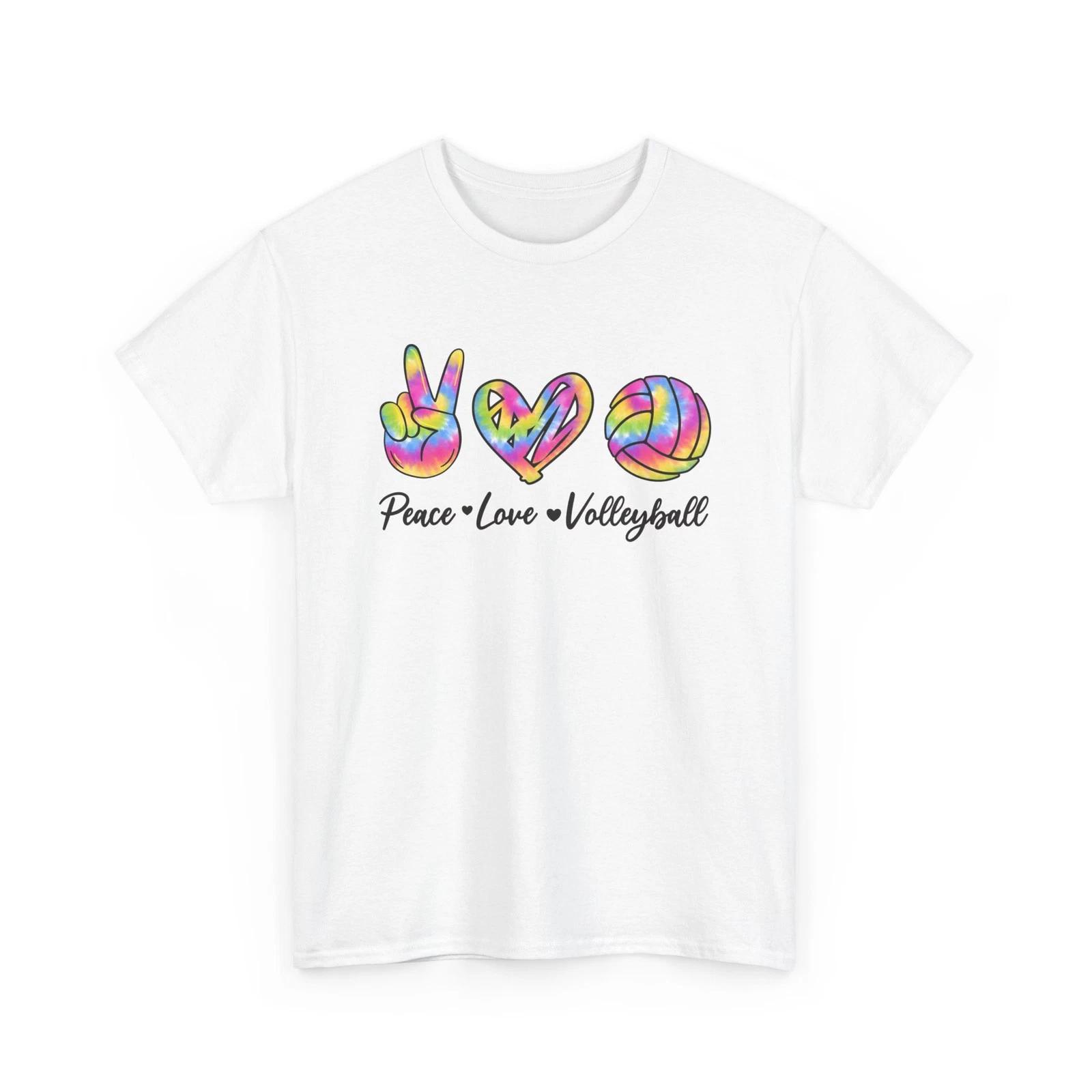 Volleyball T shirt, Peace Love Volleyball Sports Lovers Tie Dye T shirt S