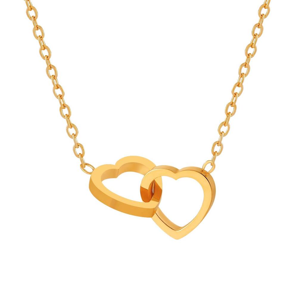 Łańcuszek na obojczyk w kształcie serca w stylu koreańskim: Wszechstronny naszyjnik ze stali tytanowej z podwójnym pierścieniem
