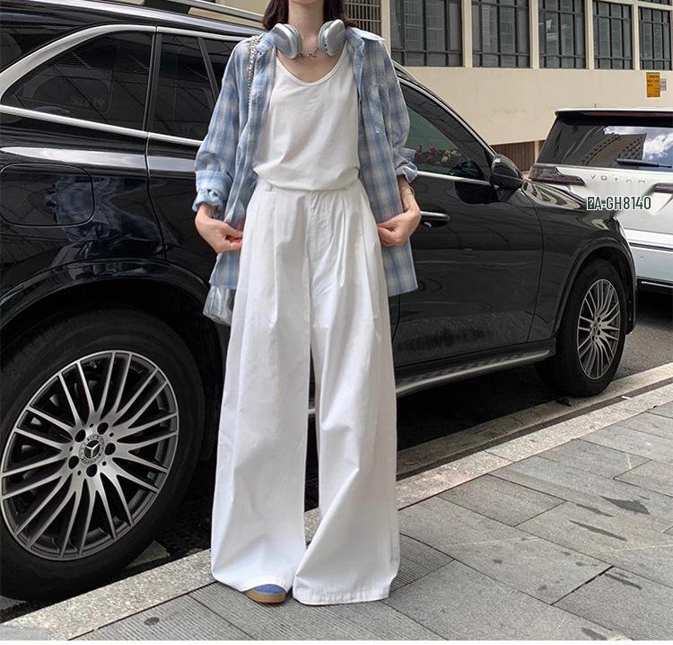 Women's Blue & White Plaid Cotton-Linen Shirt Jacket – Spring/Summer 2025, Sun Protection, Casual Style.