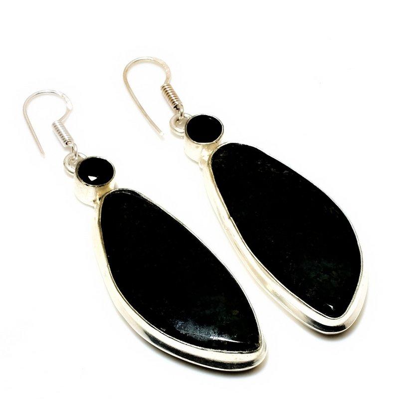 

Ювелирные серьги с черным ониксом и черной шпинелью 925 пробы, посеребренные, 2,65 дюйма