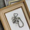Fashion Heart Bowknot Beaded Keychain Pendant Backpack Handbag Charm Pendant Hangings Decoration Sweet Pendant Gift
