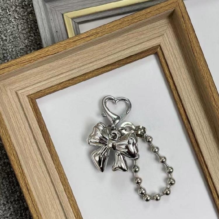 Fashion Heart Bowknot Beaded Keychain Pendant Backpack Handbag Charm Pendant Hangings Decoration Sweet Pendant Gift