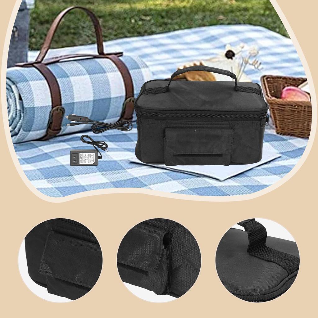 Heated Lunch Box with Smart Temperature Control Oxford Cloth Portable Food Warmer Insulation Bag for Daily Commuting
