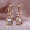 PATAYA Rose Gold Color Italian Craft Light Blue Artificial Zircon Earrings