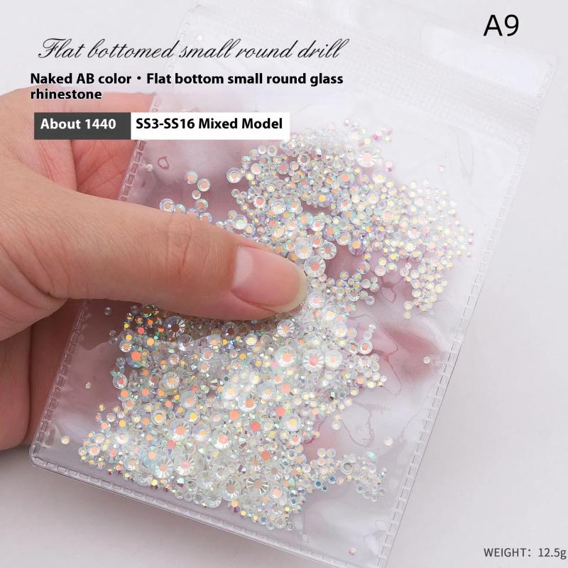 Gemischte AB Flachboden Farbe Nagel Strasssteine Glanz Nagelzubehör Nagelkunst DIY Nägel Zubehör Dekoration Charms
