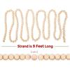 A74E-3X 9 Foot Natural Wood Bead Christmas Garland Wooden Christmas Tree Garland Perfect For Rustic Natural Country Farmhouse