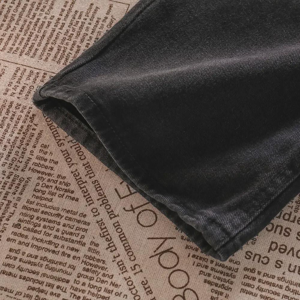 Damen High-Waist Schwarze Love Schleife Bestickte Jeans - Neuer Frühling/Herbst Stil mit Geradem, Lockerem Weitem Bein