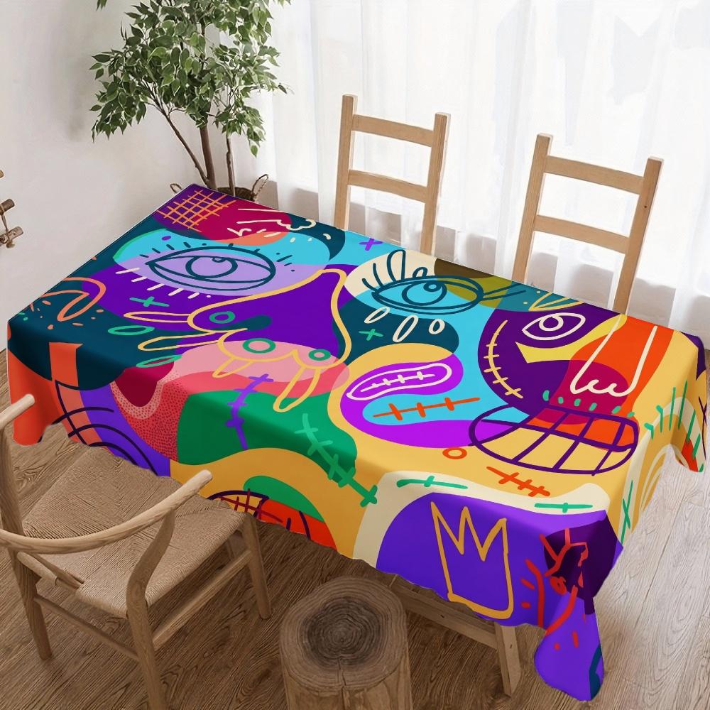 Abstracte Kunst Print Rechthoekige Tafelkleed voor Tafeldecoratie Keuken Eetkamer Waterdicht Herbruikbaar Tafelkleden voor Tafel Feestdagen Feest 140x180cm