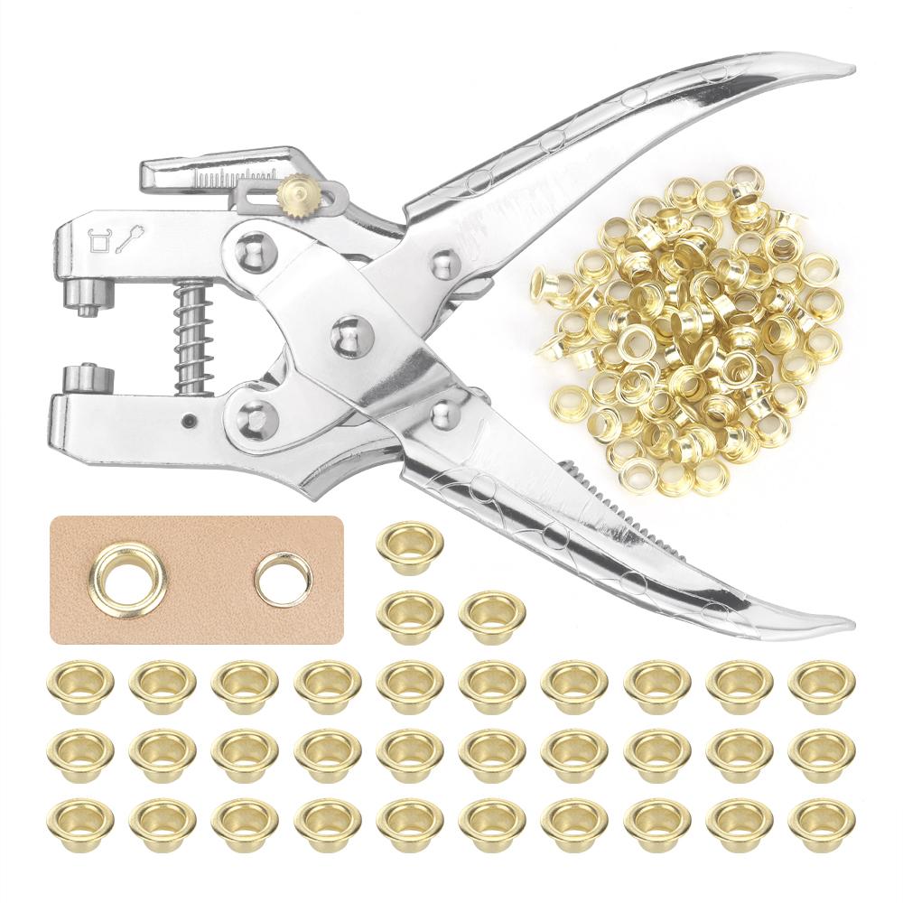 1pc Faux Leather Clothing Shoes Button Punching Pliers, Multifunctional Eyelet Pliers Punching Pliers with 100 Eyelet Buckles