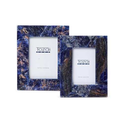 

Two s Company Sodalite Set of 2 Photo Frame in Gift Box - MDF/Genuine Sodalite/Glass, HCM035-SDS2