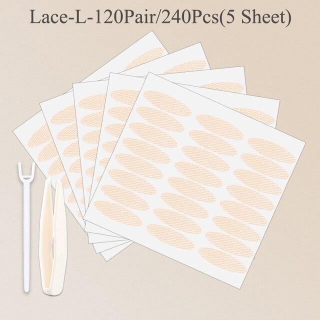 240Pcs Double Fold Eyelid Tape Sticker Lace Nature Clear Beige Stripe Self-adhesive Natural Eye Makeup Make Up With Tool New