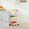 Storage Cart, 3 Baskets, Towel Rail, Wheels, Handle, Metal Frame, White