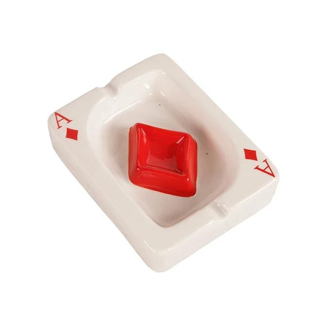 European Poker Ashtray Red Heart A Creative Porcelain Ashtray Fashion Trend Household Merchandises Desk Cleaning Household Items