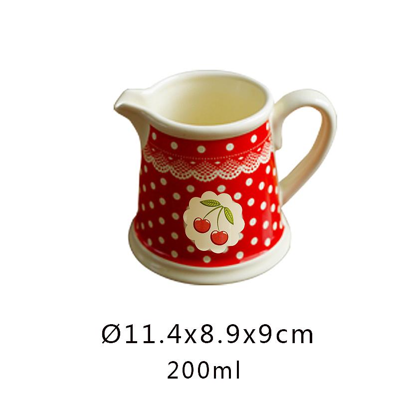 Ceramic England Polka Dot Cherry Printing Teaware Set Afternoon Tea Set Service Coffee Set Coffee Tea Cup Pot Jar