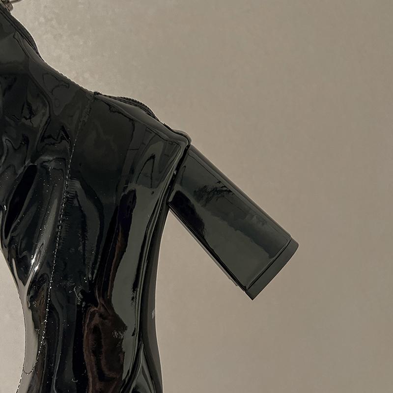 2024 Designer Winter Shoes Super High Heels Ankle Women Square Toe Chelsea Boots Fashion New Trend Walking Goth Zapatos Femme