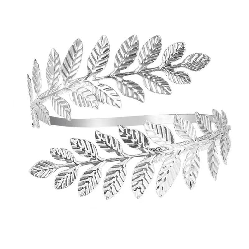 Elegant Gold Crystal Leaves Adjustable Metal Bracelet for Women