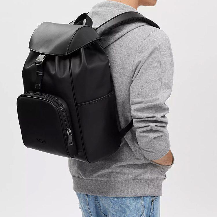 COACH RACER Smooth Calfskin Backpack Medium Men's Black CU112-QBBK