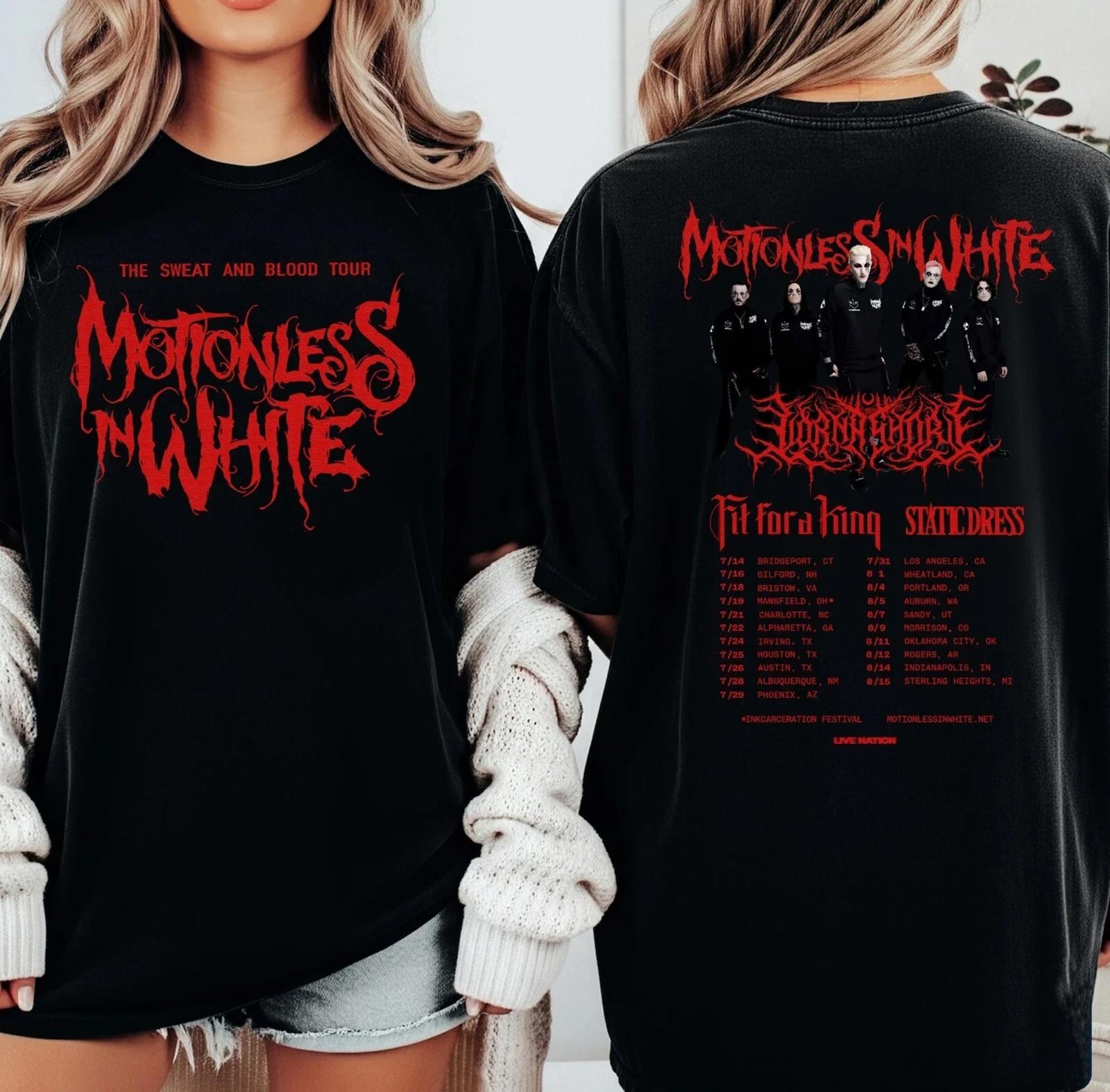 Motionless In White The Sweat And Blood Tour 2026 North America TShirt Or Hoodie XXXL