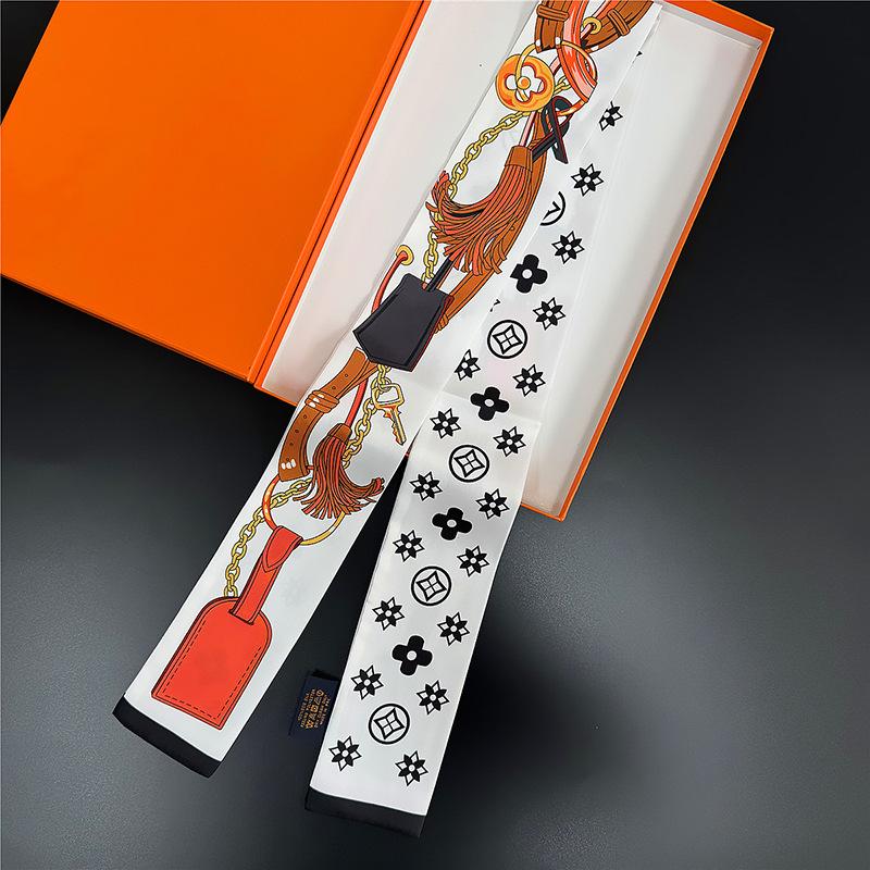 Silk scarf high-end new double-sided printing imitation silk scarf tied handbag headband decorative scarf headband