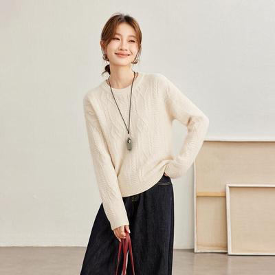 Maglione da donna in 100% lana a maglia grossa ritorta