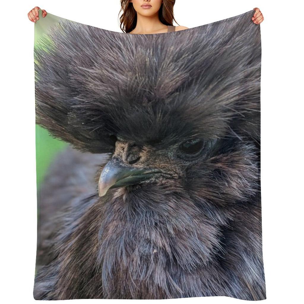 Schwarzes Seidenhuhn, Niedliches Silkie Nahaufnahme Wurfdecke Valentinstag Geschenkideen Retro Polar Manga Decken