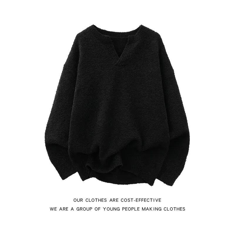 Herren Trendiger V-Ausschnitt Pullover: Herbst/Winter Lockeres Strickoberteil