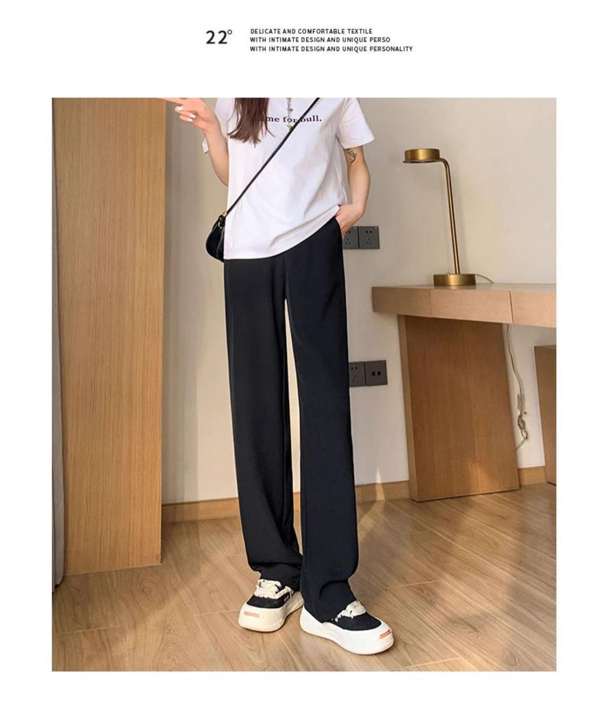 Ice Silk Women's Petite Wide-Leg Pants - Summer Thin Drape Straight Suit Pants 2026 Casual Style