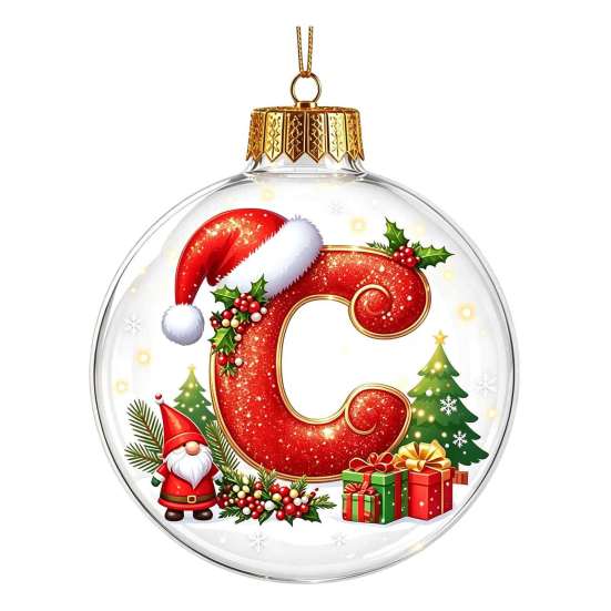 Indoor Outdoor Xmas Hanging Ornaments 26?Letter Acrylic Christmas Ball Ornament, 3D Crystal Style Alphabet Gift Ideas for Family Pendant, Tree Home