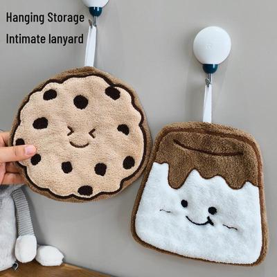 Cartoon Coral Fleece Hand Towel - Absorbent, Thickened, Hanging Kitchen & Bathroom Towel