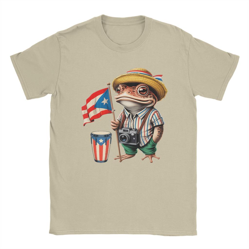 Men TShirt Bad Bunny Puerto Rico Coqui Frog Boricua Puerto Rican Flag Taino Pure Cotton Tee Shirt Short Sleeve T Shirt Clothes