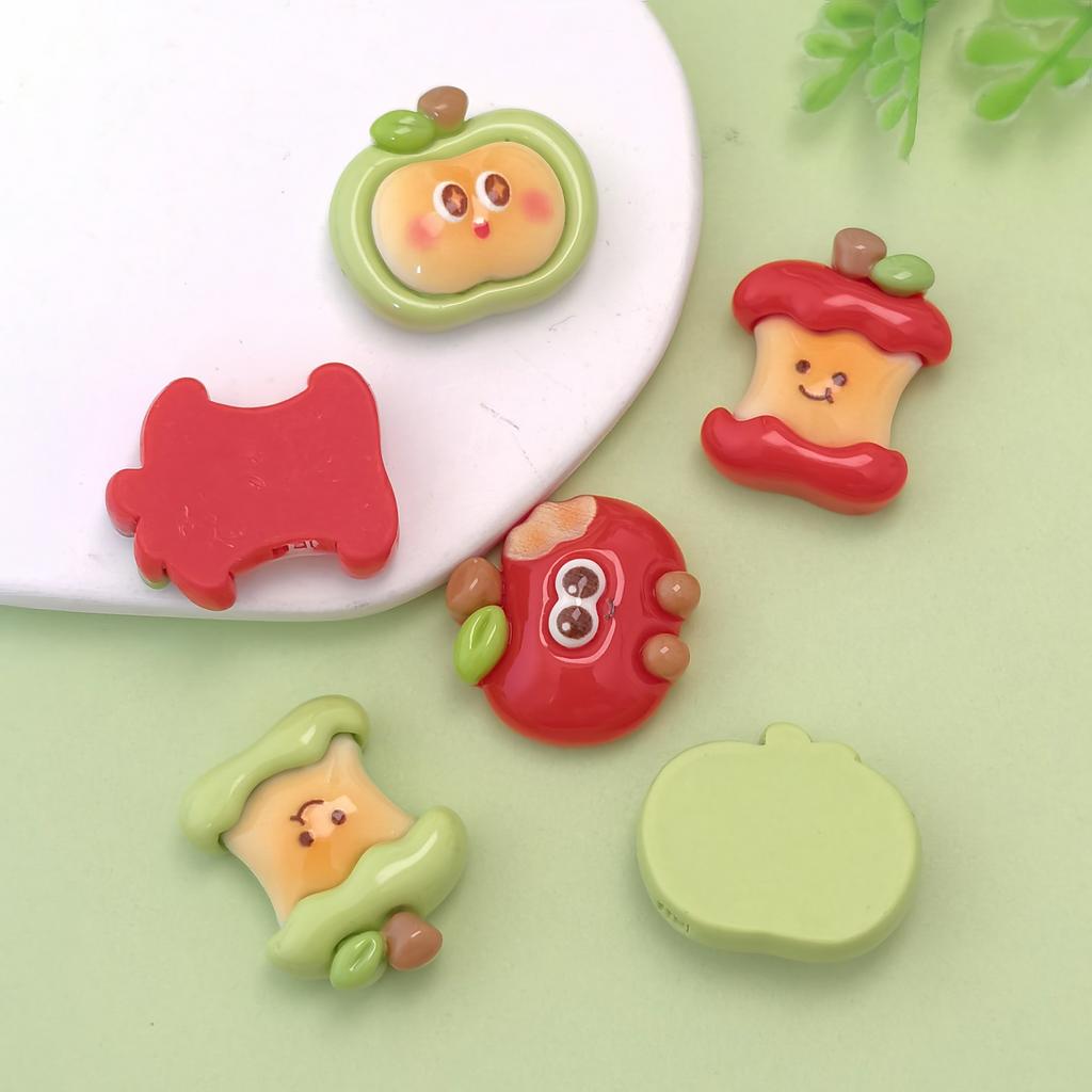 100pcs Cartoon Apple Flatback Resin Cabochon Headwear Accessories DIY Scrapbooking Crafts Phone Case Decoration