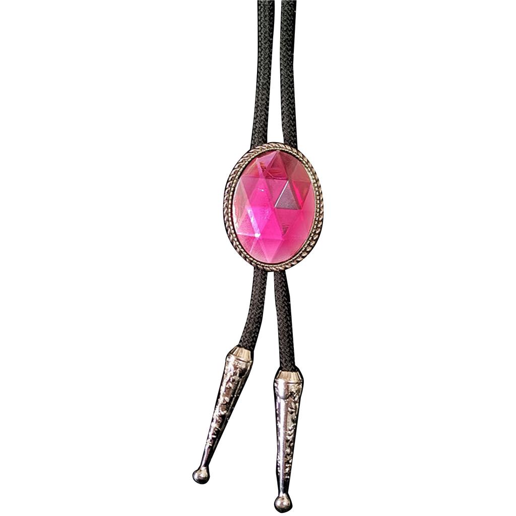 Elegant Bolo Tie with Diamond Stone Pendant Carved Necktie Western Necklace Cool Bolo Tie Western Cowboy Costume