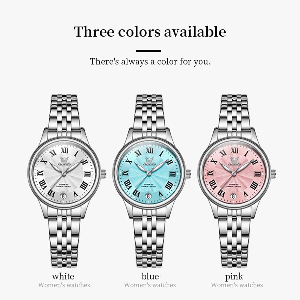 OLEVS 5600  Luxury  Classical  Waterproof Reloj Luminous  Stainless Steel Quartz Ladies Brands Luxury Women