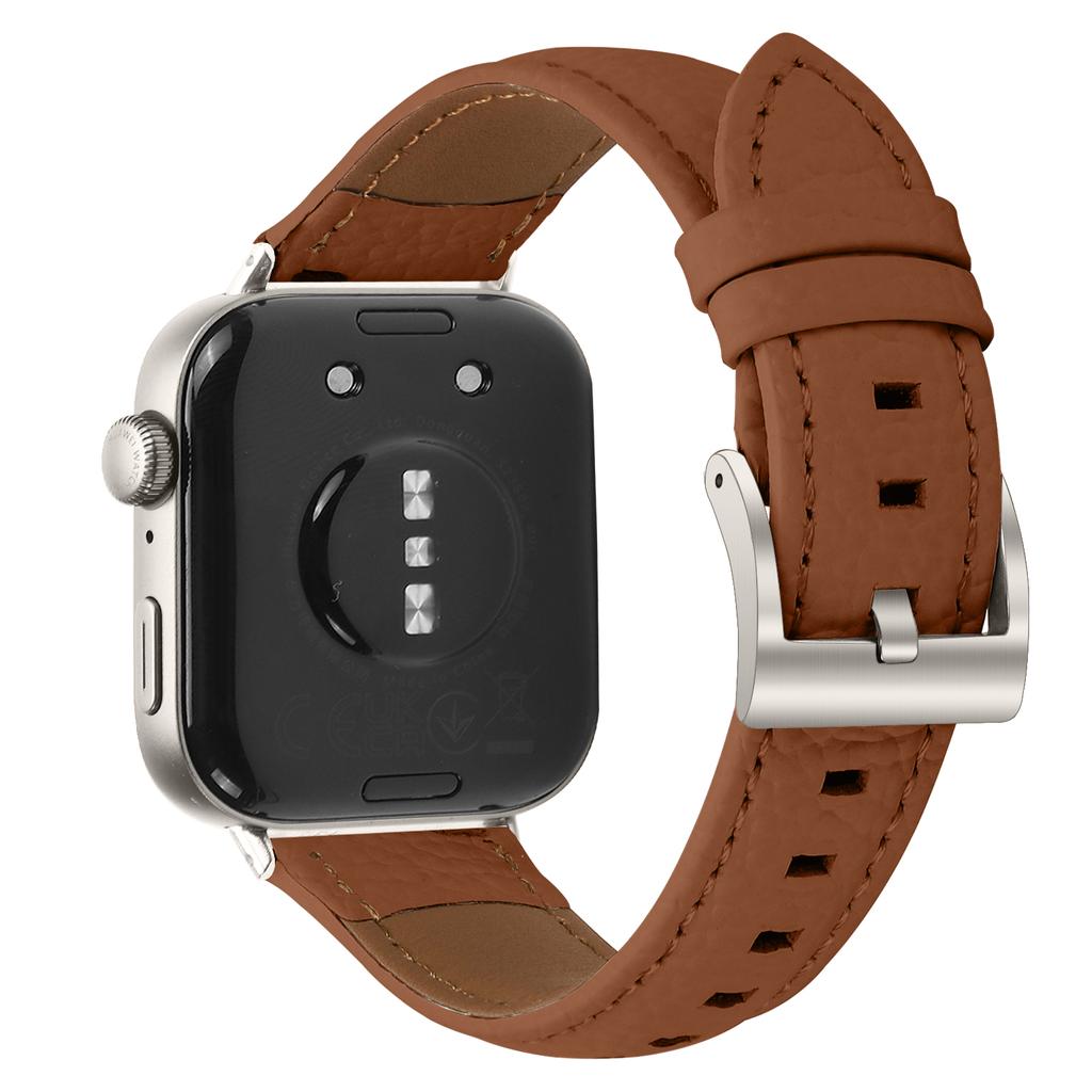 Litchi Textured Genuine Cow Leather Strap with Electroplated Buckle for Huawei Watch Fit 4 Pro/Fit 4/Fit 3 Pointed-End Watch Band