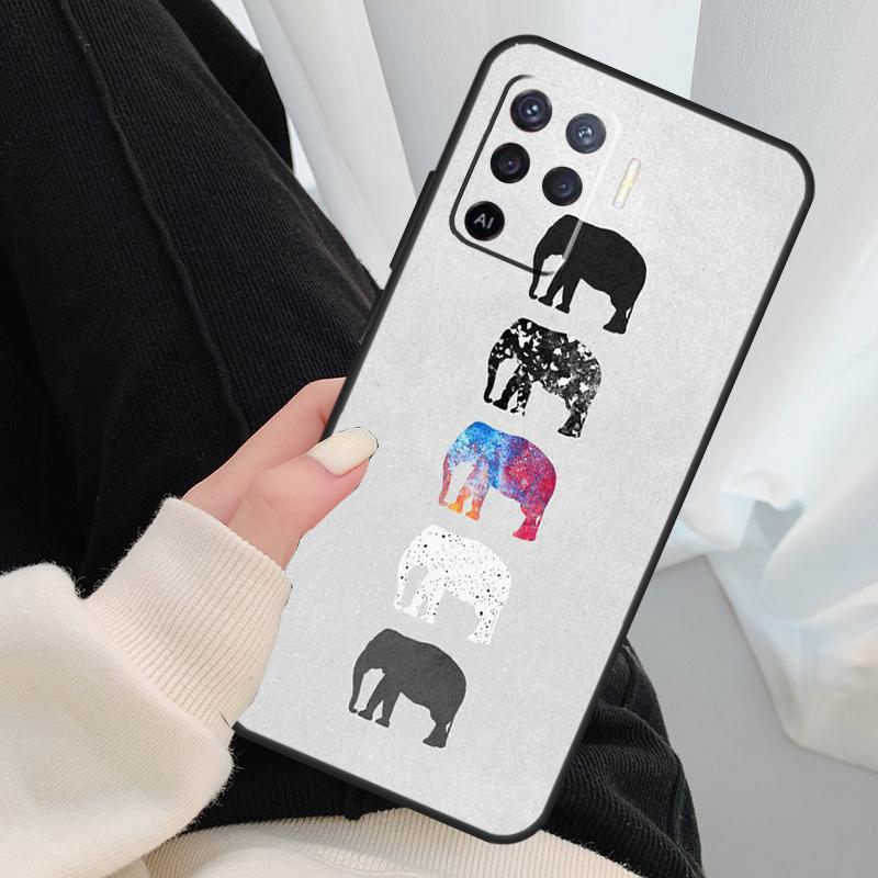Cute Baby Elephant Case For Oppo A96 A76 A16 A60 A98 A58 A78 A18 A38 A80 A40 A77 A57 A17 A74 A54 A94 A15 A5 Pro