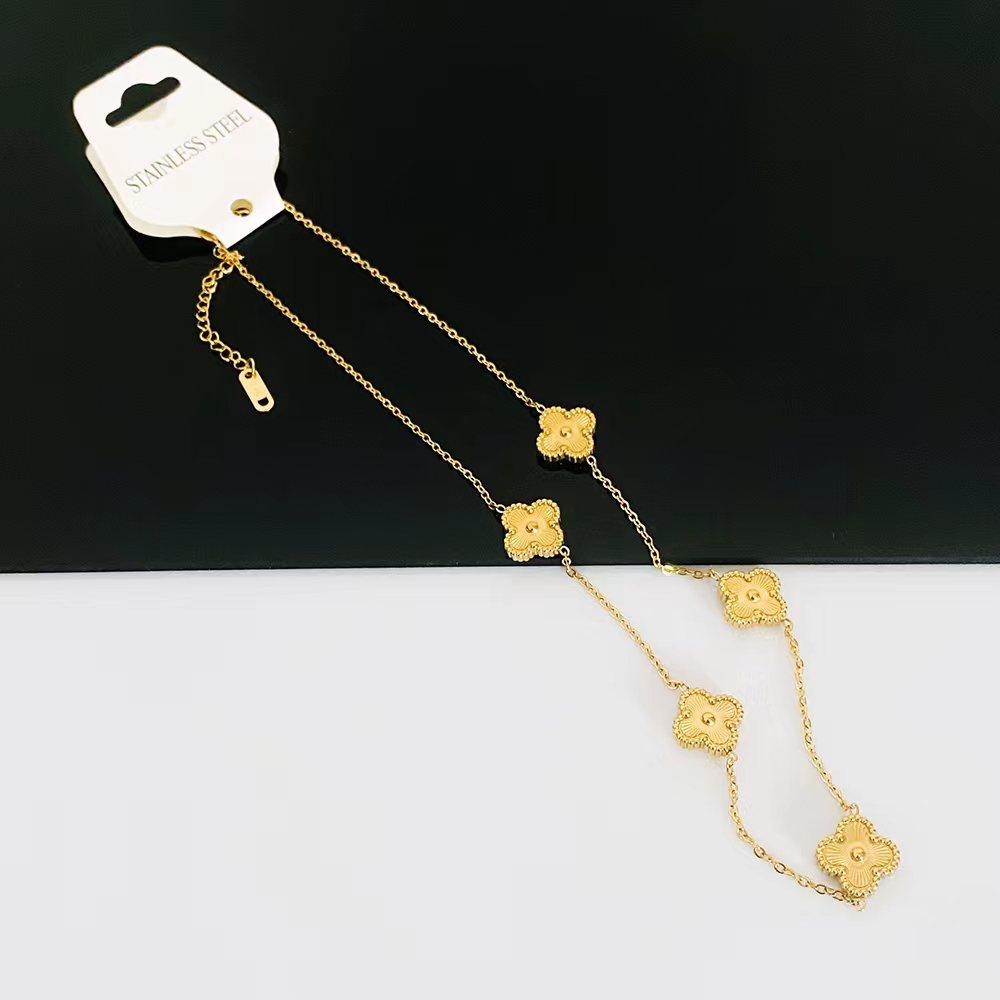 

Ожерелье с четырьмя листочками клевера, легкая роскошная простая цветочная ключичная цепочка, женское ожерелье Haute Sense 18K золотой