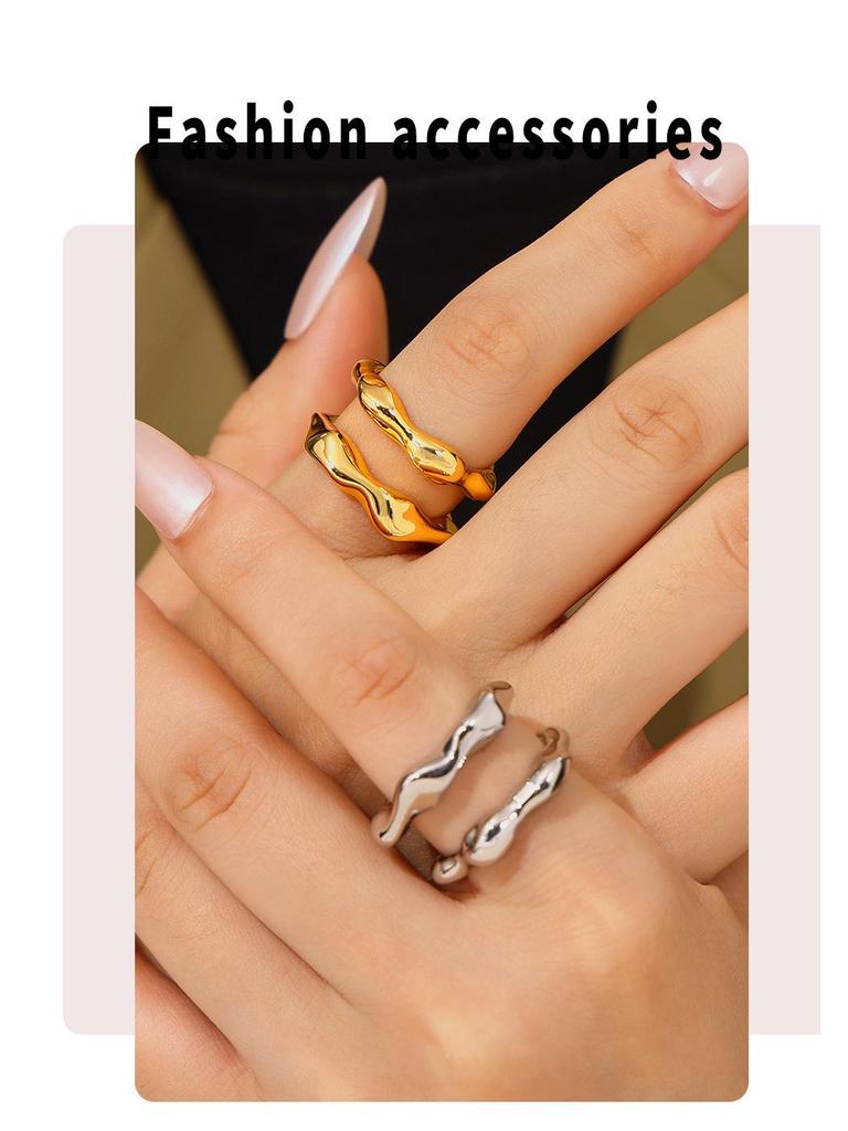 18K Gold-Plated Openwork Geometric Ring: European & American Style, Adjustable Copper Index Finger Accessory