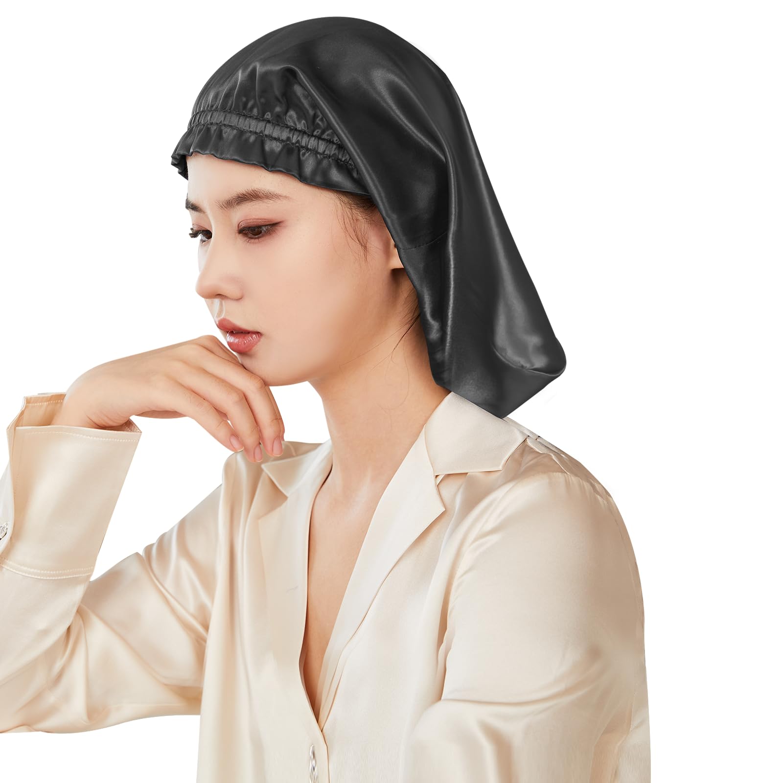 

Шелковая ночная шапочка Шелковая шапочка Цилиндрический дизайн Не сползает до утра Шелк Шелк Ночная шапочка для длинных волос Шапочка для волос Уход за волосами Предотвращает секущиеся кончики и